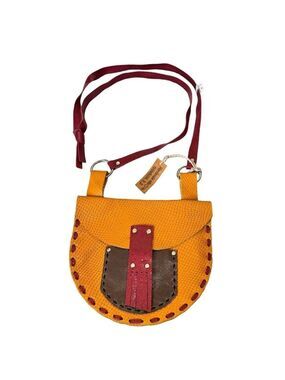 Handmade Stitched Snake Print Leather Crossbody Shoulder Bag NWT